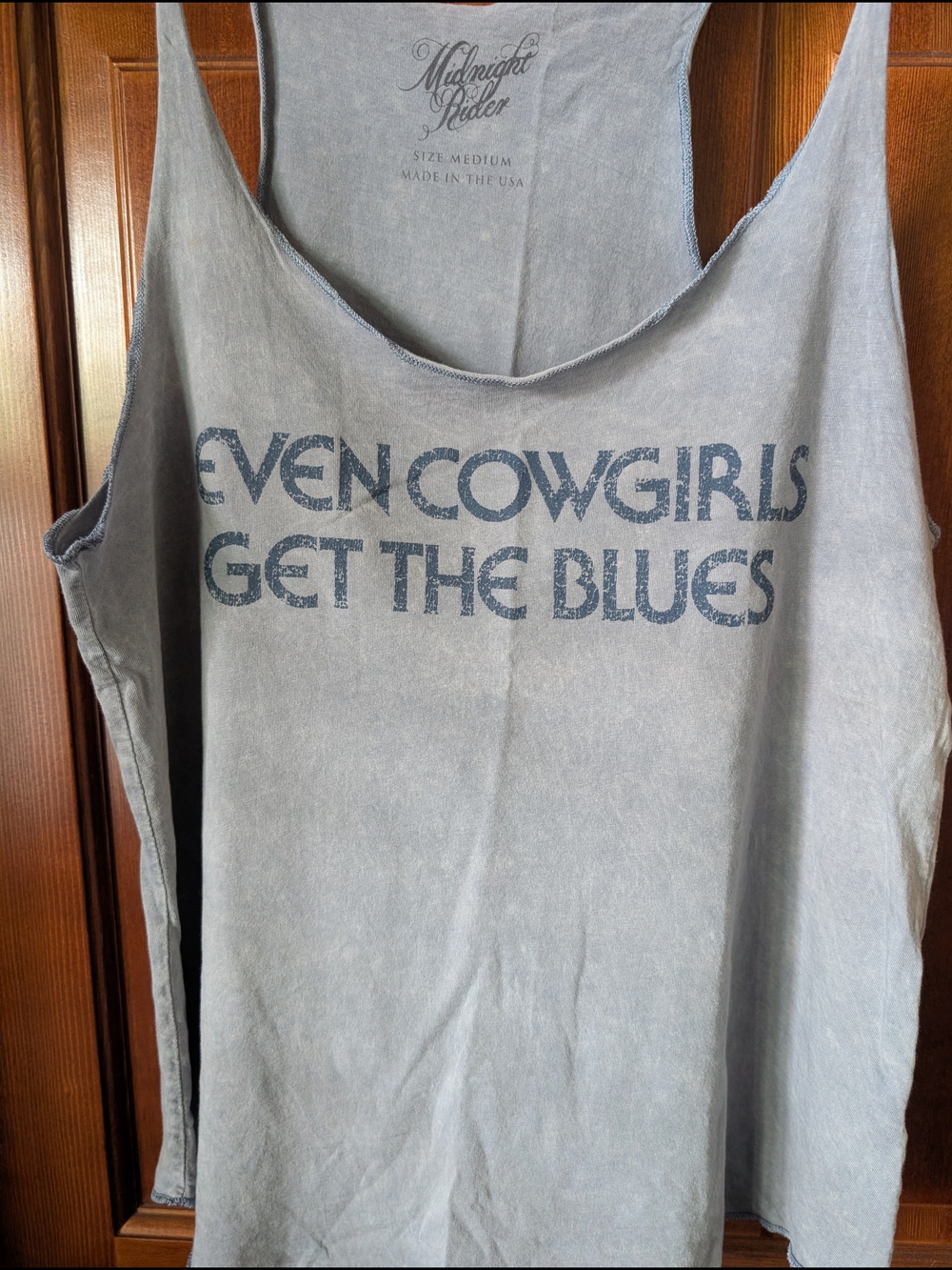 Midnight Rider Vintage Light Blue Graphic Racerback Tank - Picture 3 of 4